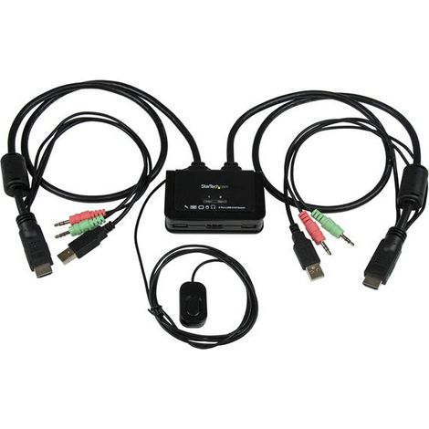 StarTech.com Switch KVM cavo HDMI USB 2 porte con audio e switch remoto – Alimentazione USB (1/4)