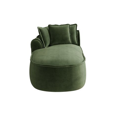 Canapé méridienne gauche Manchester avec coussins en chenille verte WL (1/4)
