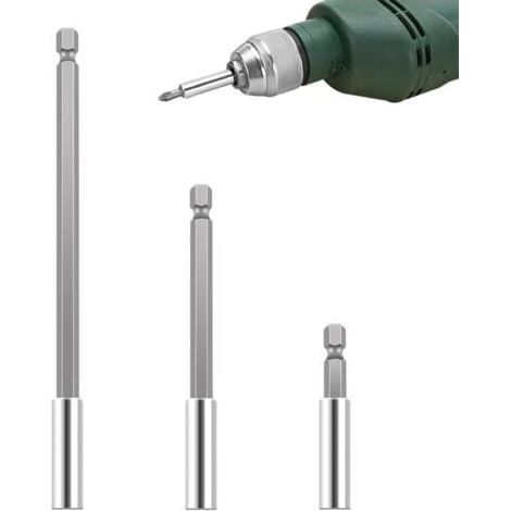 Lot de 3 rallonges magnétiques pour tournevis à embout hexagonal 1/4" (60 mm, 100 mm et 150 mm). (1/5)