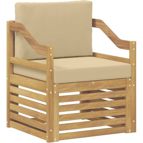 Canapé d'extérieur, fibre de polyester blanche et beige (1/5)