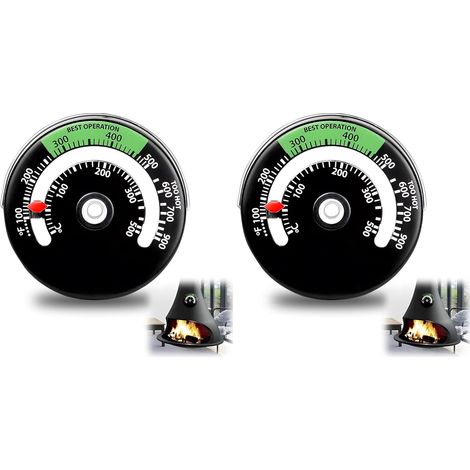 Lot de 2 thermomètres pour poêle et cheminée, contrôle simple de la chaleur ambiante (1/5)