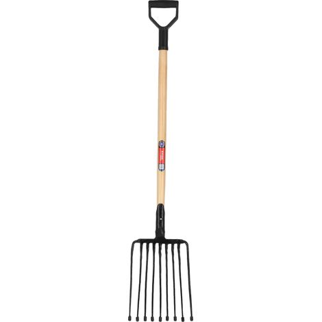 Horquilla de jardín, de metal, 129 cm de largo, 9 púas, eficaz para hortalizas, apta para uso agrícola. (1/5)