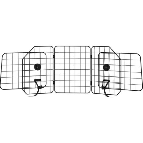 CHICFURN Rejilla separadora para perro de coche 93-150 cm acero negro plegable (1/5)
