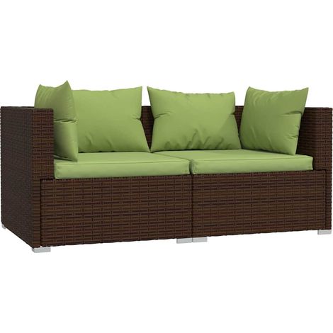 Maison Exclusive - Divano a 2 Posti con Cuscini in Polyrattan Marrone (1/5)