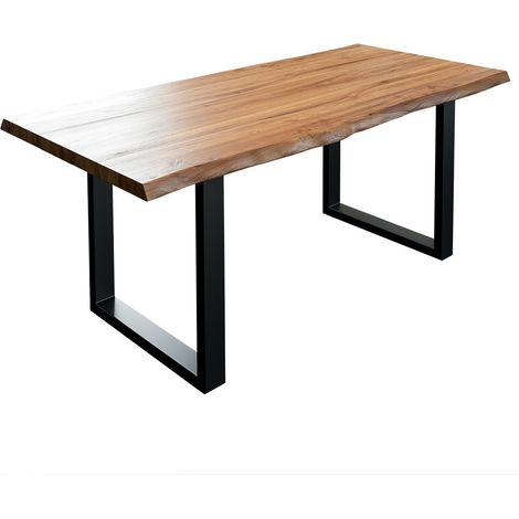 Esstisch Baumkante massiv Akazie natur 160 x 85 schwarz LIAM (1/5)