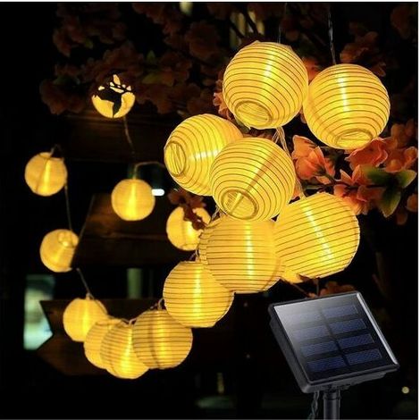 Guirlande lumineuse solaire LED, ruban LED, 6,5 m, 30 LED, blanc chaud