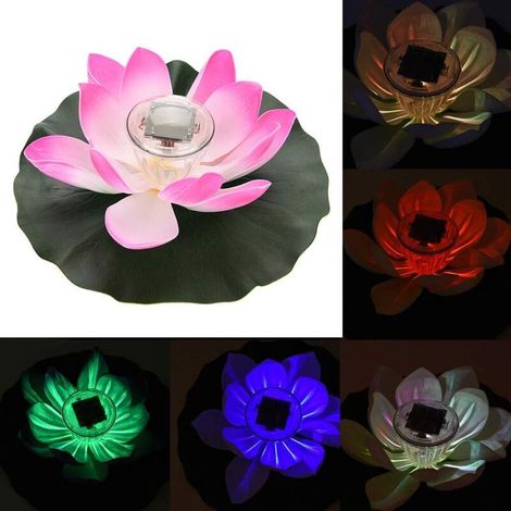 Lampe Solaire Fleur De Lotus, Énergie Solaire Imperméable Multicolore LED Couleur Changeante Lampe De Fleur De Mousse De Lotus Extérieur Flottant Jardin Piscine Étang Lumière (Rose coloré)