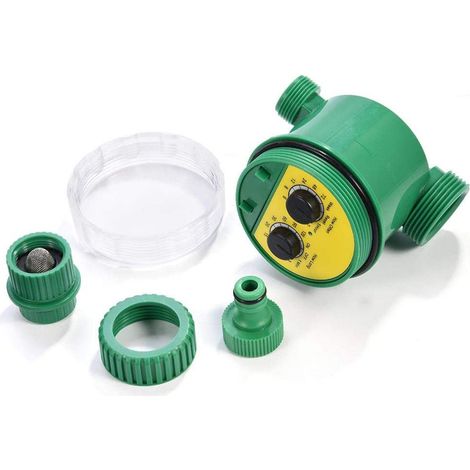 Programmateur d'arrosage électronique double cadran, automatique, étanche, pour jardin, balcon, 16 programmes, ABS vert (1/5)