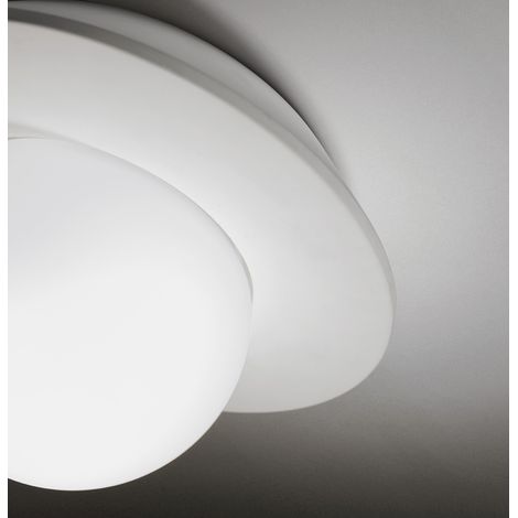 TECNICO Lampada da parete/soffitto in gesso con vetro tondo soffiato. Dotata di portalampada GX53.