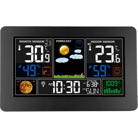 3-in-1 Wandmontierte digitale Wetterstation mit Uhr, Thermometer, Hygrometer und Barometer für den Innen- und Außenbereich
