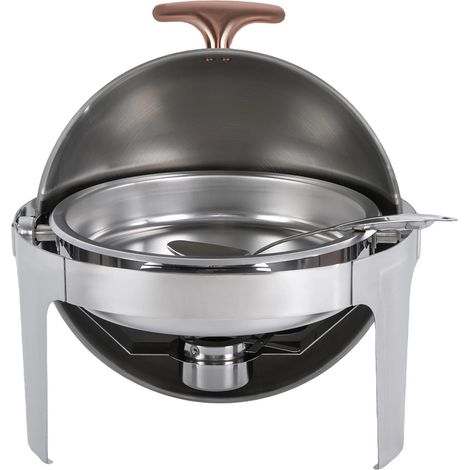 Scaldavivande rotondo in acciaio inox da 1,58 galloni con coperchio in vetro, ideale per ricevimenti e cene (1/5)