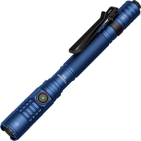 (Bleu) Lampe torche rechargeable en forme de stylo, lampe d'inspection LED en forme de stylo, lampe torche de poche avec clip. (1/5)