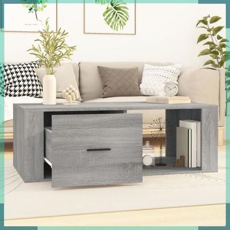 Table basse - 816542 - Sonoma gris - Bois d'ingénierie - 100 x 50,5 x 35 cm (1/5)
