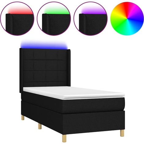 Maison Exclusive - Cama box spring colchón y luces LED tela negro (1/5)