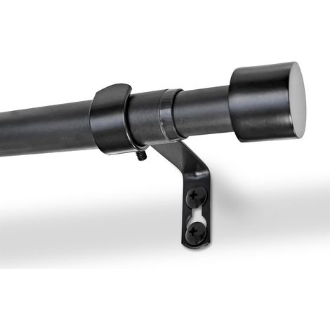 Tringle à rideau télescopique en métal, 77 à 150 cm, noir mat, avec supports (1/5)