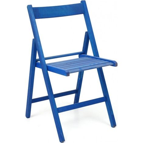 4X Sedia pieghevole in faggio di alta qualita colore blu 43x48xh.79 cm EFFEZ