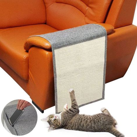 Alfombra de rascado para gatos de yute, alfombra de rascado para gatos duradera y antideslizante para proteger el sofá, alfombra de cuidado de garras para gatos de yute para paredes y suelos (1/4)