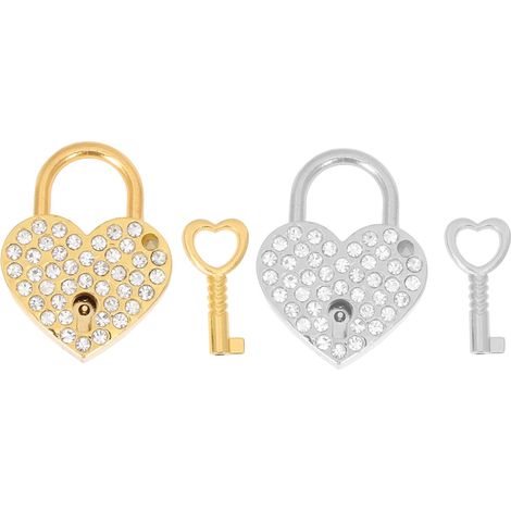 de 2 petits cadenas cl en forme de c ur orn s de pierres pr