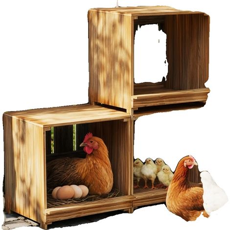 Boîte de Nidification, Design en Bois Empilable, Sûre pour la Volaille, Bois Naturel (1/2)