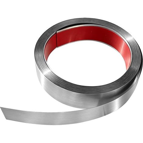 Moulure murale adhesive acier inox 5m×30mm bande plate argent brossé (1/2)