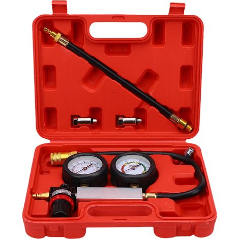 Détecteur de fuite de cylindre avec 2 bougies d'allumage, testeur de compression moteur à double manomètre pour entretien auto et camion (1/5)