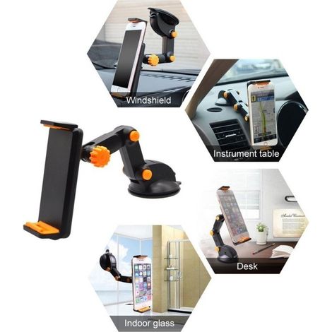 Support Voiture Universel à Ventouse 360° Pour Téléphone Portable Smartphone Tablette