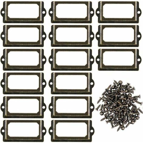 Lot de 30 supports d'étiquettes en métal pour meubles, tiroirs, armoires, cartes, plaques nominatives, cadres avec vis pour bureau, bibliothèque, étagère, bronze, M 70 x 33 mm (1/4)