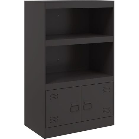 Credenza buffet cassettiera mobile contenitore organizer cucina soggiorno soggiorno 67 x 39 x 107 cm acciaio nero 020036010