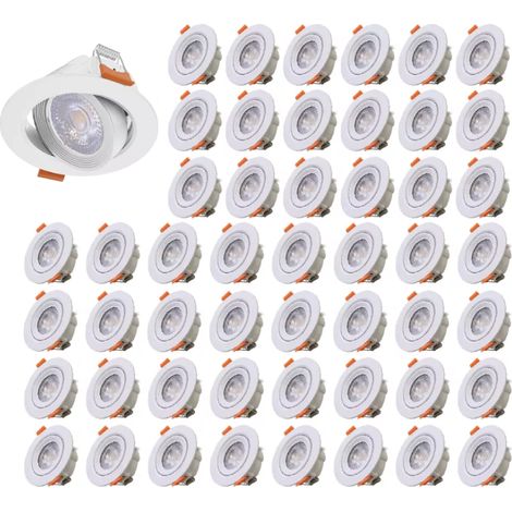 Lot de 50 Spots LED Encastrables Orientables D68 7W CCT Blancs - 60 deg - Switch 3000-4000-6500K