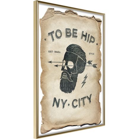 Affiche Murale Encadrée "Hipster" 21 x 30 cm Or