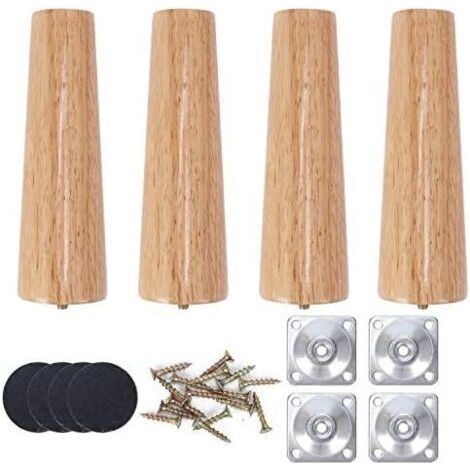 4 gerade Möbelbeine aus Holz, 20 cm, Couchtischbeine, Eichenholzbeine, Massivholz-Möbelbeine für Sofa, Bett, Tisch, Sessel, Nachttisch, Schrank (1/5)