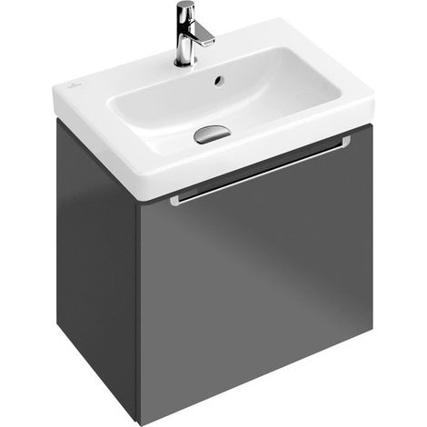 Lave-mains, 450 x 370 mm, Rectangulaire, pour robinetterie monotrou , trou de robinetterie percé, avec trop-plein, En porcelaine sanitaire Blanc