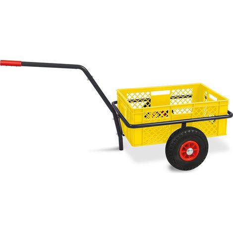 BRB Handwagen mit Kunststoffkorb H 240 mm, LxBxH 1250x640x660 mm, Tragkraft 200 kg (gelb)
