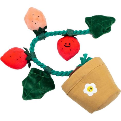 Jouet à mâcher doux pour chien Snuffle Dog Toys, en peluche couineuse, en forme de fraisier, idéal pour jouer à cache-cache (1/5)