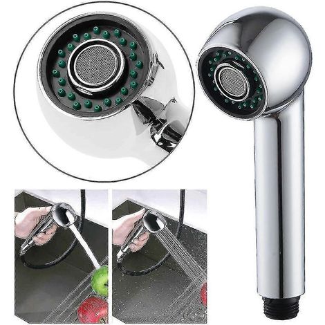Pommeau de douche extractible de rechange pour robinet mitigeur de cuisine, anti-éclaboussures, 2 fonctions (1/5)