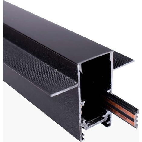 Barcelona Led – Rail magnétique encastré 20mm 48V 1 mètre – Installation facile sans outils – Pour plafonds et murs en placoplâtre – Noir (1/5)
