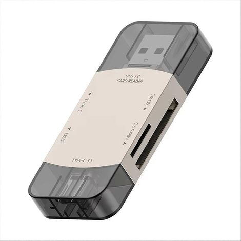 Lecteur de cartes SD OTG 6 en 1, adaptateur USB Type-C 3.1 vers USB, lecteur de cartes TF USB 3.0 pour téléphone et ordinateur B (1/5)
