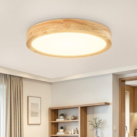 30cm Rond Luminaire Plafonnier LED Chambre, 24W Lampe de Plafond Bois 4500K Blanc Neutre Plafonnier Salon, CRI≥83 Luminaire Chambre, 2400LM Plafonnier en Chêne Naturel pour Cuisines Couloirs (1/5)