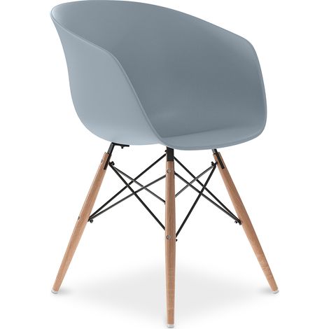 Sedia Design Scandinavo Per Sala Da Pranzo Gambe Legno Naturale - Polin Grigio chiaro (1/5)