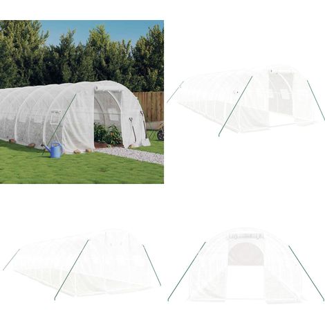 Gewächshaus mit Stahlrahmen Weiß 30 m² 10x3x2 m - Gehäuse - Gewächshaus - Gartenhaus - Pflanzenzucht - Pflanzenanbau - Home & Living