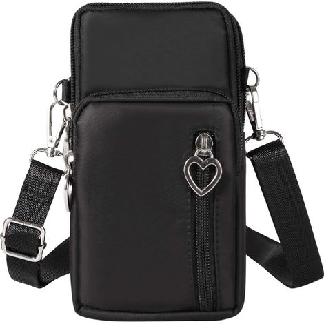 Sac à bandoulière pour téléphone portable Sac messager (Noir) (1/4)