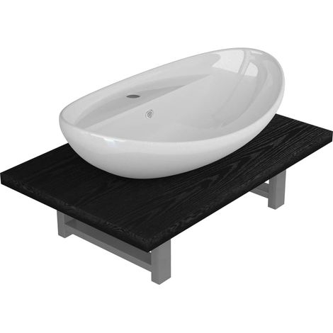 vidaXL Two Piece Bathroom Furniture Set Ceramic Black (1/5)