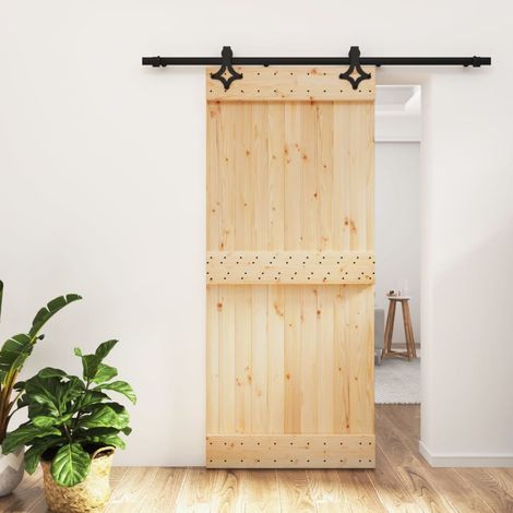 Puerta corredera con herrajes madera maciza de pino 90x210 cm vidaXL (1/5)