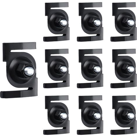 Lot de 10 clips de plafond noirs en forme de T - Clips de montage robustes pour éclairage de rail - Clip sécurisé en T pour installation de plafond suspendu (1/5)