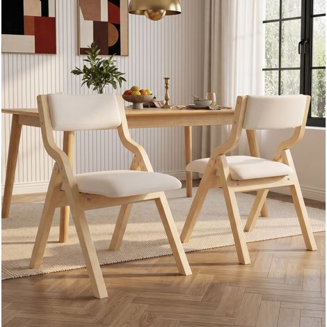 Chaise de salle à manger pliante 81x49x55 cm en bois beige, gain de place pour salon FloraGrace (1/5)