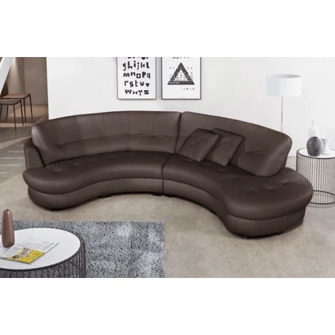 Canapé en cuir italien de luxe 5/6 places BRETINI CHOCOLAT, côté accoudoir gauche (1/5)