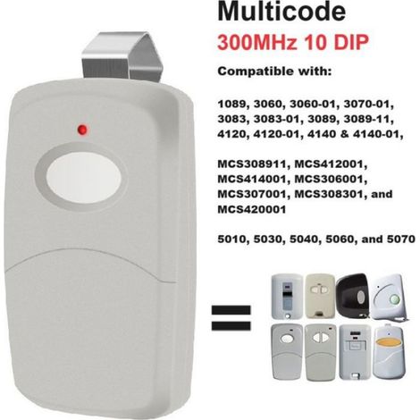 Télécommande De Remplacement - Pour Ouvre-Porte Garage Linéaire Multicode - 300 MHz - 10 Commutateurs DIP - Portée 30 M - 2 Pièces (1/4)