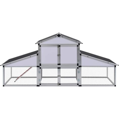 vidaXL Gallinero con corral y nido aluminio (1/2)