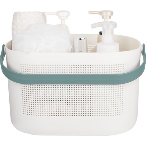 Panier De Rangement En Plastique - Poignées Mobiles - Trous D’Évacuation - PP Haute Densité - Pour Salle De Bain Cuisine Chambre - 28 X 19 X 18 Cm - 1 Pièce (1/5)