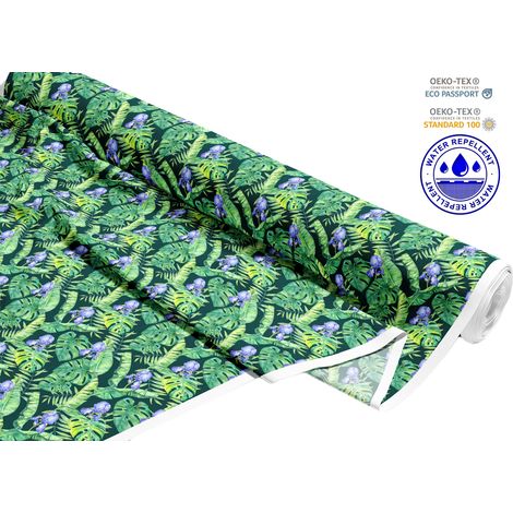 TESSUTI DECORATIVI PER ESTERNI OXFORD - Motivo fiori viola su foglie verdi I DR179 (1/5)